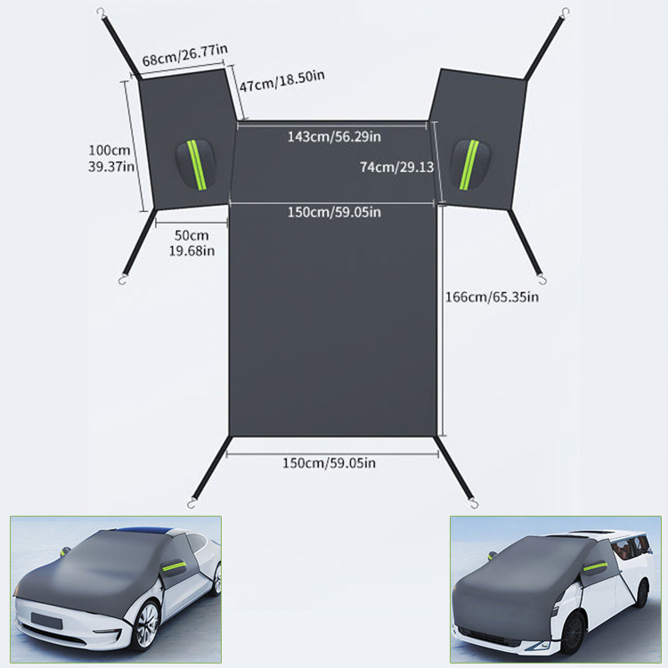Cross-border best-selling car snow cover, enlarged and thickened, snowproof car cover, front windshield snow shield, car snow guard