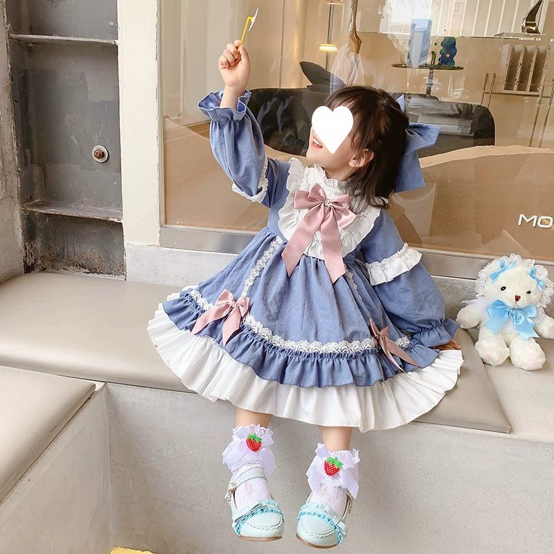 Осенний детский длинный рукав, платье, 3-6-8 лет, западный стиль, оптовый