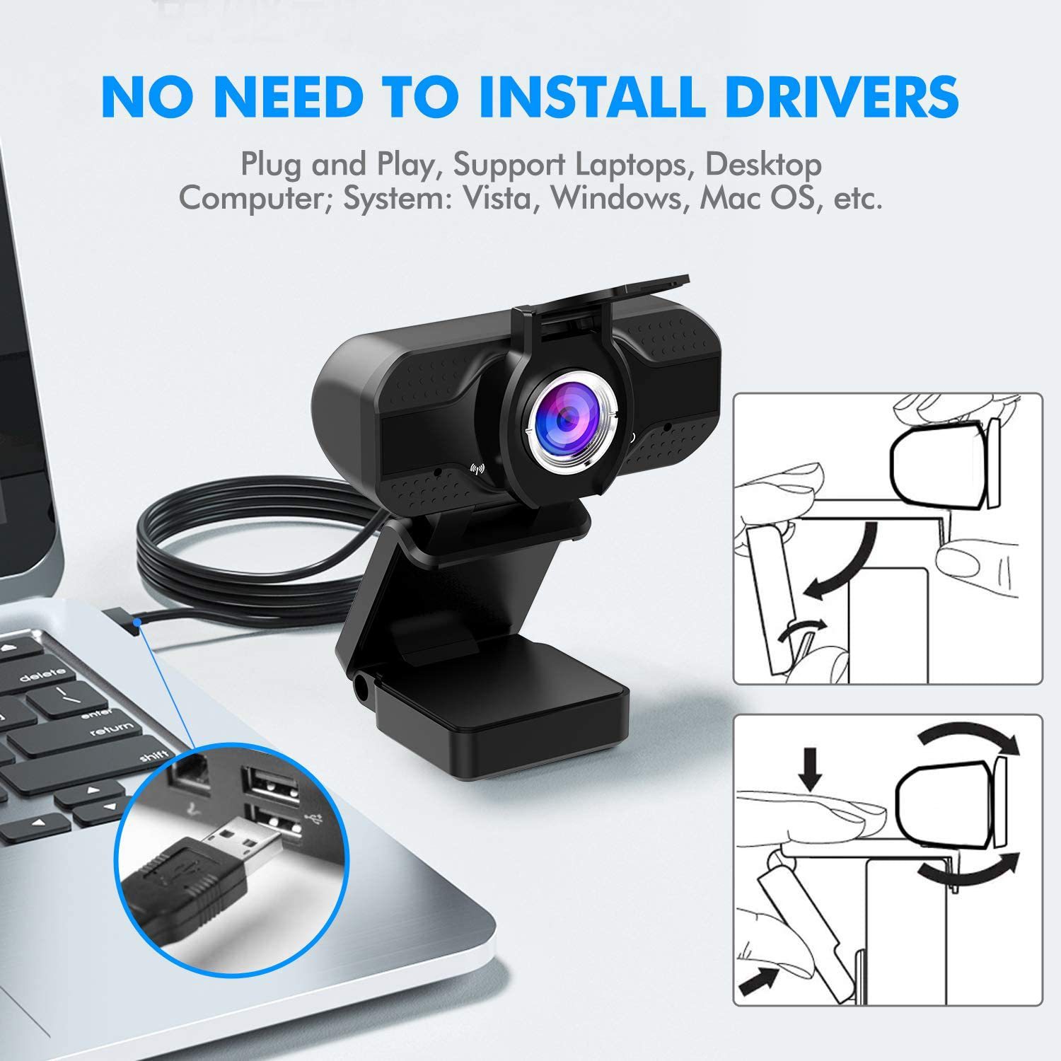 1080P network computer camera with privacy cover