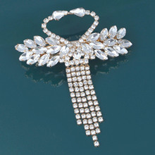 亚马逊花式爪钻链条边夹碎发配饰头饰高级玻璃水钻盘发流苏发夹