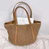 Summer capacious bag, woven straw basket one shoulder for leisure, 2023