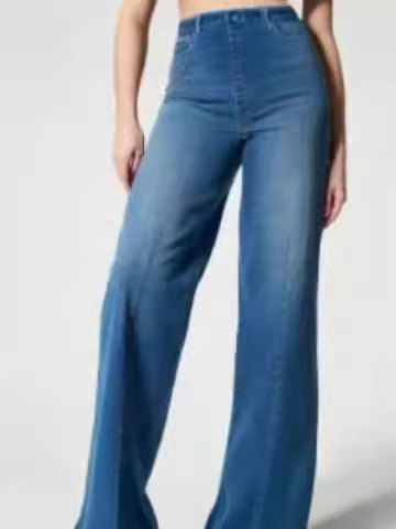  Amazon European and American Style Foreign Trade Denim Loose Comfortable Stretch Women's Jeans Wide-Leg Pants