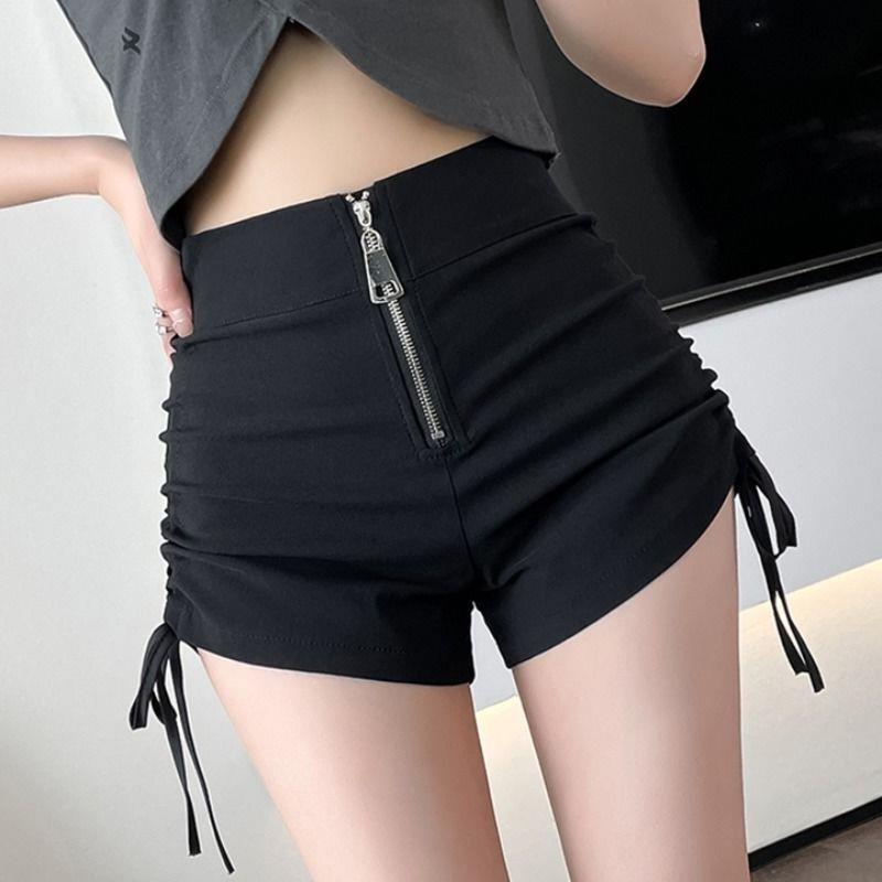 Shorts women's fashionable ins spring and summer new drawstring sexy hot pants slim high waist slimming casual A- line wide leg pants