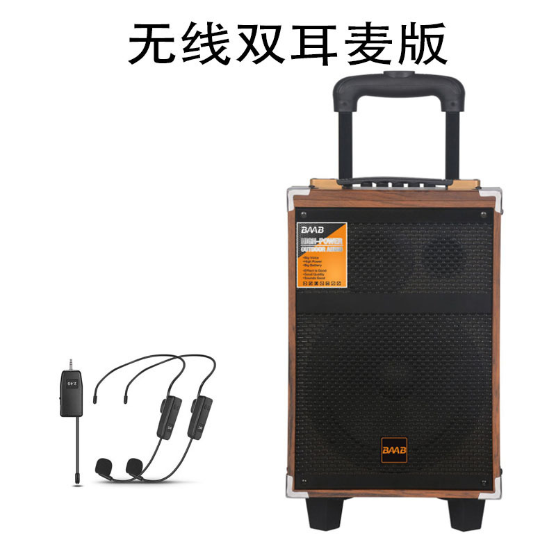 広場のダンスの音響の屋外のk歌のスピーカーの大出力の木製は無線のマイクのbluetoothのレバーの8インチの移動の音響を持ちます。|undefined