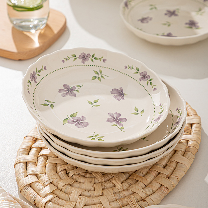 Japón esmalte casero cubiertos de cerámica de color platos platos de fideos platos de sopa de porcelana conjunto de platos de alta calidad