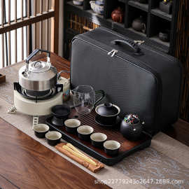 旅行茶具盖碗套装便携式高端户外露营带烧水壶煮茶炉泡茶喝茶装备