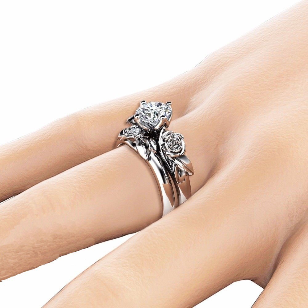 12g Weight Zircon Inlay Material Rings Classification Romantic Flower Alloy Plating Inlay Zircon Rings