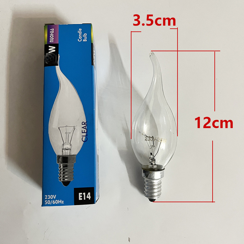 lámpara incandescente filamento de tungsteno atenuable esmerilado lámpara de tornillo de vela transparente