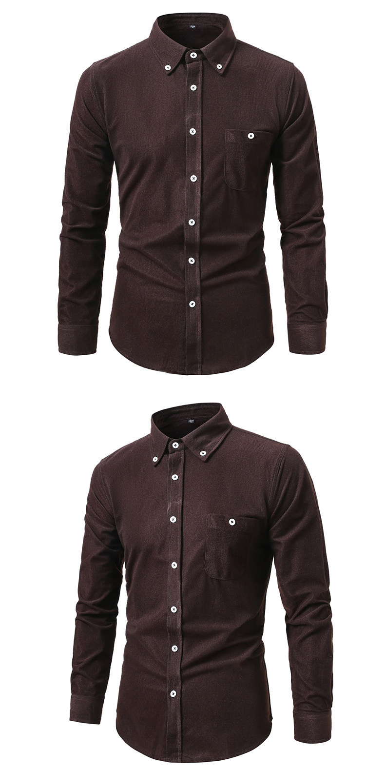Men's Solid Colour Corduroy Long Sleeve Shirt Jacket With Pockets_voghion.com