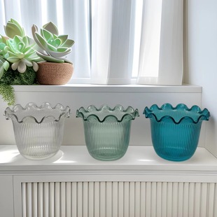 Plastic Lace Imitation Glass Goldfish Basin Desktop Turtle Fish Tank Home Living Room Hydroponic Plant Plastic Flower Pot