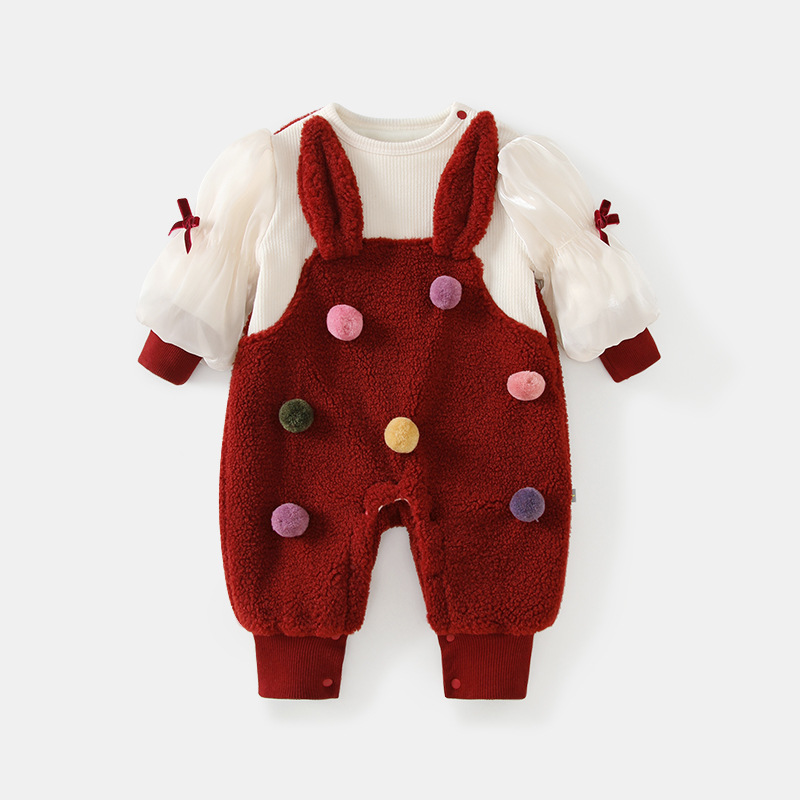 겨울 새로운  점프 수트 기모  옷 입체 공  점프 수트 겨울