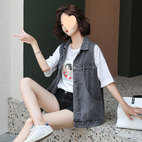 Denim Vest for Women, 2025 Summer, Loose-Fit, Large Pockets, Sleeveless, Plus-Size, Thin Denim Waistcoat, Outerwear