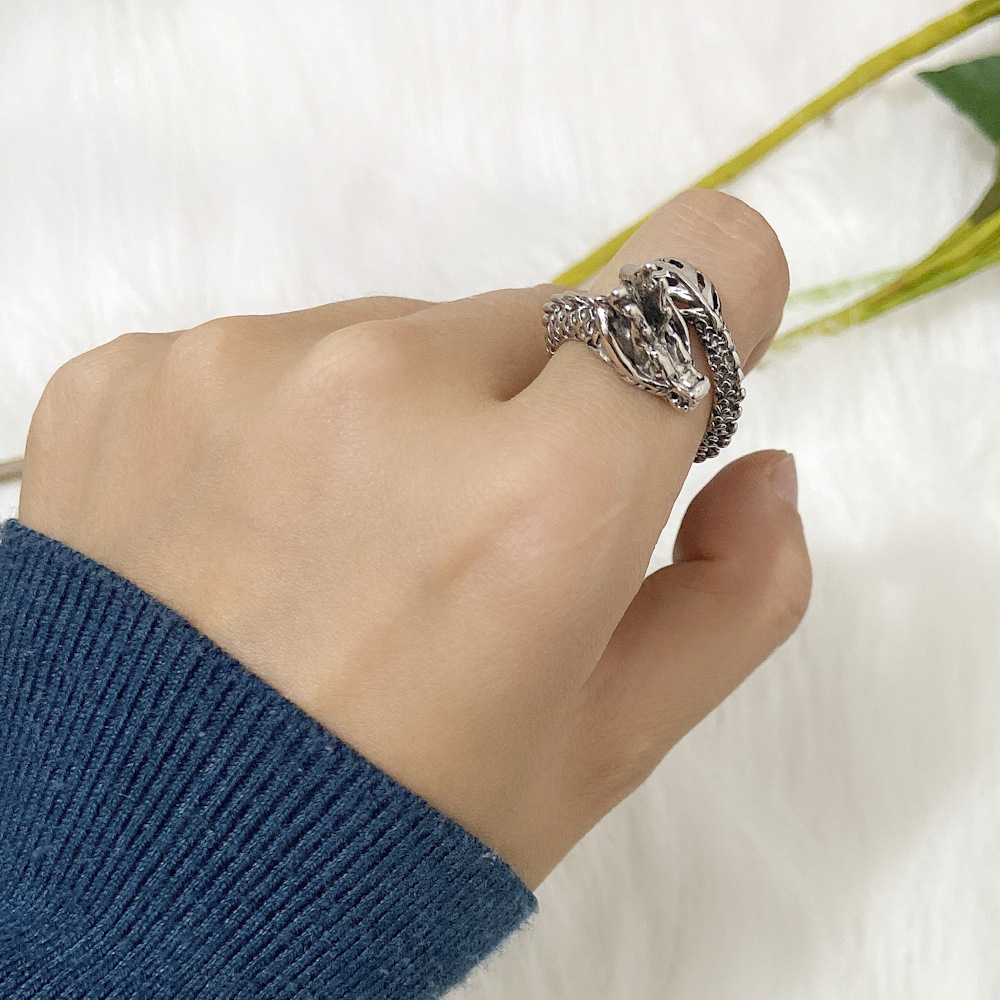 wholesale retro Chinese dragon alloy open ring Nihaojewelry