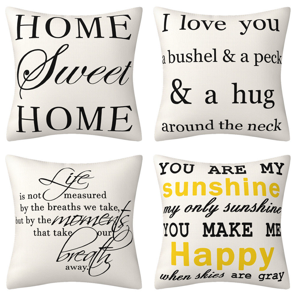 Cross-Border Popular English Motto Linen Pillow Cover Modern Simple Home Decoration Cushion Sofa Cushion Cover Outdoor