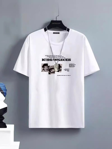 2025 New Ice Silk Trendy T-Shirt Loose Hong Kong Style Printed Crew Neck Short Sleeve T-Shirt for Women Trendy Matchy Ice Cool T-Shirt