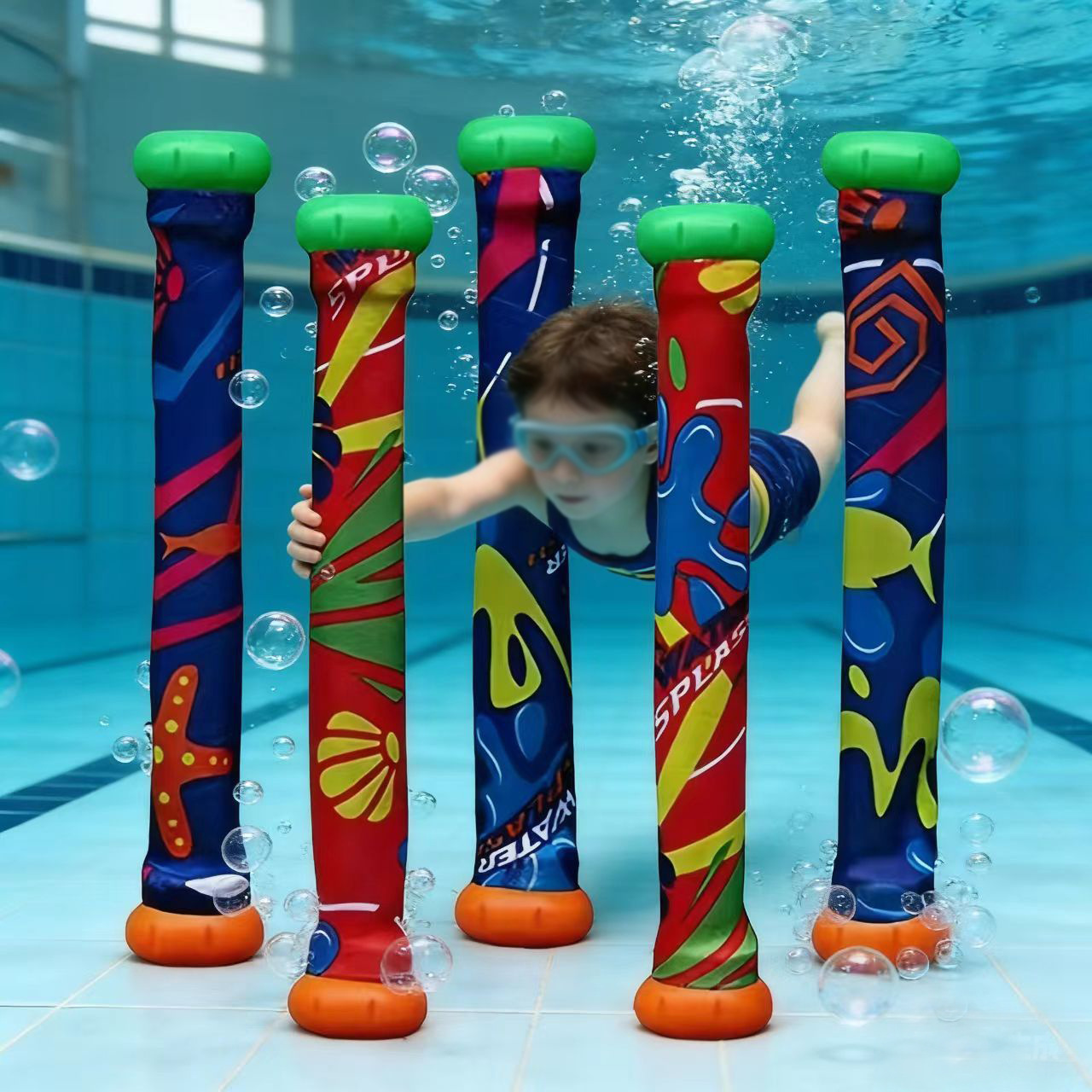Children's Underwater Diving Breath-Holding Training Cloth Stick for Diving and Playing in the Water, Breath-Holding Swimming Pool Teaching Aids and Toys