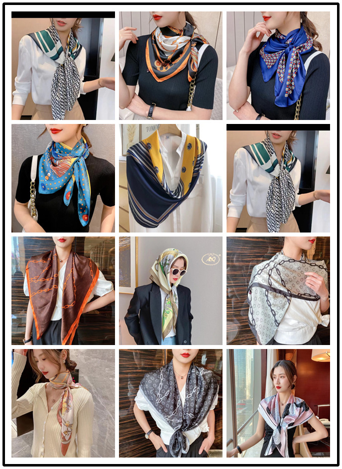 Women'S Gender Women's Lady Flower Silk Satin Silk Scarf