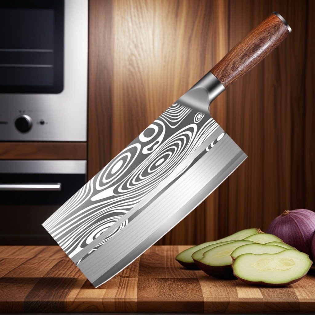 in stock Damascus Pattern Kitchen Knife Household Stainless Steel Knives Kitchen Chopping Meat Knife Chef Chopping Knife
