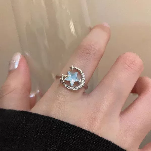 Stars Accompany You~ Star Ring for Women, Ins-Style Light Luxury, High-End Feel, Elegant Ring, Fashionable, Unique, Versatile, Qixi Festival