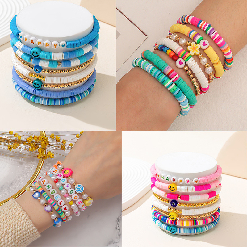 INS Cross-Border Bohemian Tila Beads Handmade Beaded Blue All-Match Twin  Couple Small Bracelet For