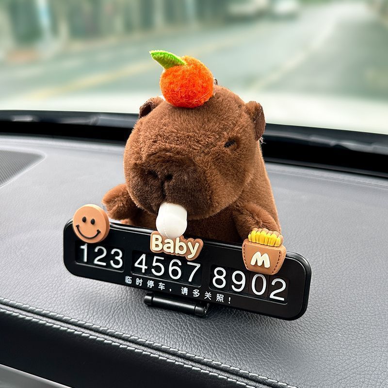 Cute capibara delfin de agua coche estacionamiento temporal placa de número de automóvil placa de teléfono de automóvil accesorios interiores