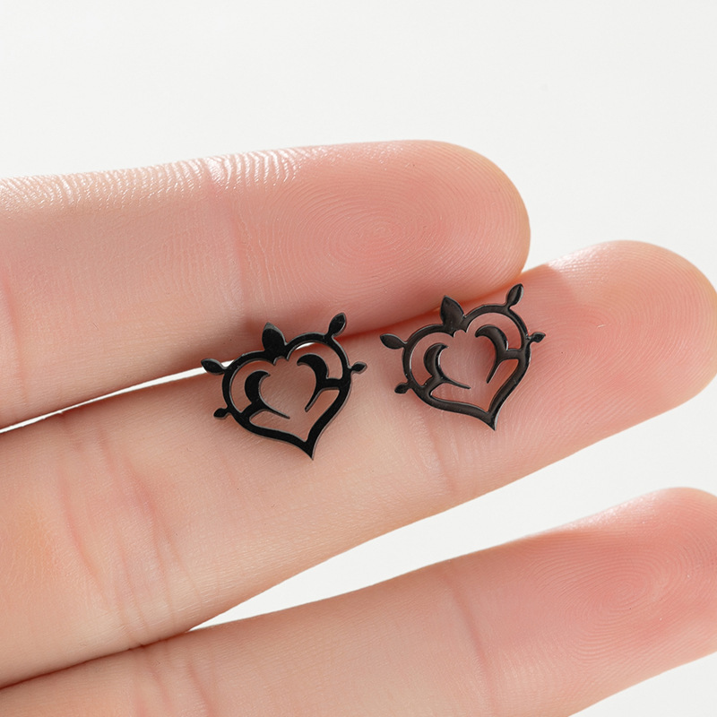 316 Stainless Steel Ear Needle Material 18K Gold, Real Gold Plated Plating Material PVD Coated 18K Gold Real Gold Plated Geometric Letter Heart Shape 304 Stainless Steel Simple Style Waterproof Non Tarnish Ear Studs