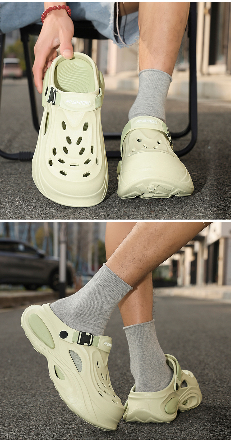 Comfortable Men's Perforated Casual Clogs For Summer Driving_voghion.com