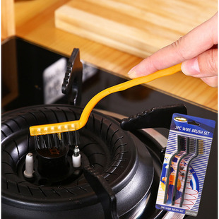 Kitchen brush gas stove cleaning brush kitchen ventilator kitchen bench gap decontamination brush rust removal steel wire small brush 3 Pack