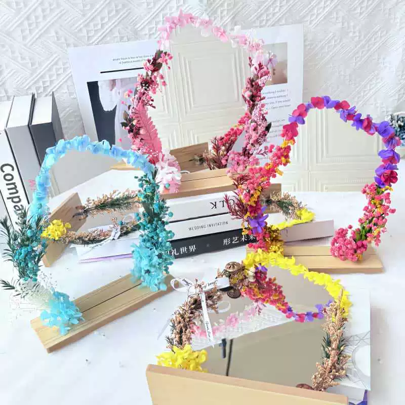 Вечный цветок для детей ручной работы DIY сухое цветочное зеркало вечный цветок косметическое зеркало весной 38