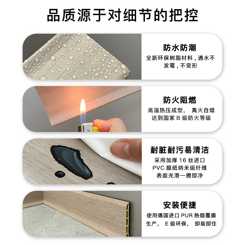 工場直販竹繊維巾木模造木目調巾木 PVC 石塑壁パネル巾木衝突防止エッジ|undefined