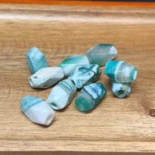 天然老玛瑙带风化纹八楞珠绿玛瑙缠丝文玩配饰配珠隔珠散珠515