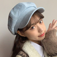 スエードの帽子の女性秋冬の韓国版のアヒルの舌の八角の帽子の日系の英倫の復古のベレーの帽子の純色の画家の帽子の男