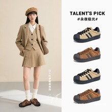 真皮贝壳头复古小白鞋女2025秋季新款厚底百搭鞋女休闲不累脚