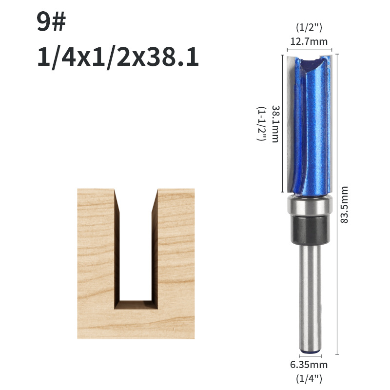 Rodamiento cuchillo recto 6-mango conjunto de cuatro piezas de doble hoja ranurada mango con cojinete cuchillo recto máquina de corte cabeza de corte carpintería fresadora