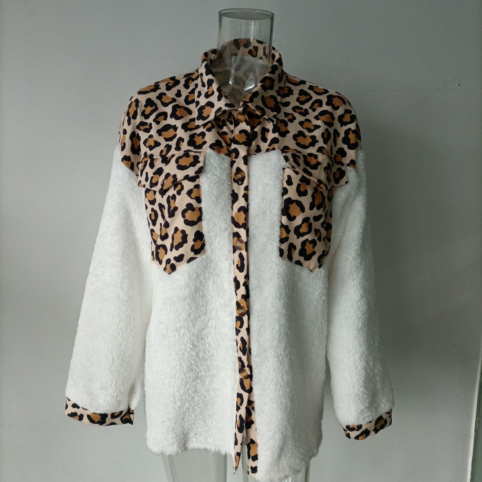 Women's Fashion Leopard Patchwork Single Breasted Blouse display picture 13