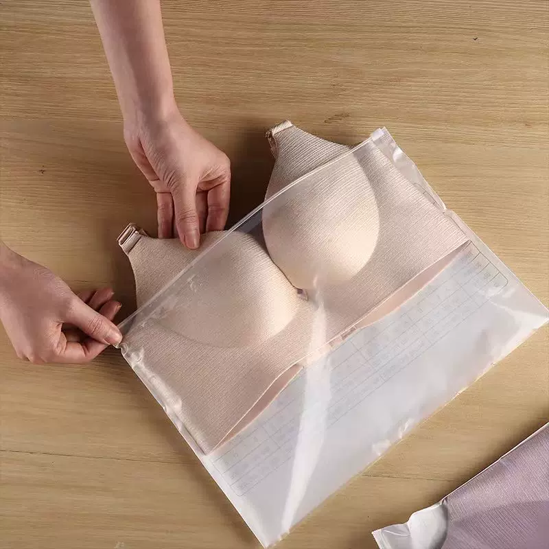 现货塑料文胸包装袋 横版印刷图案磨砂服装包装 袋美体内衣自封袋