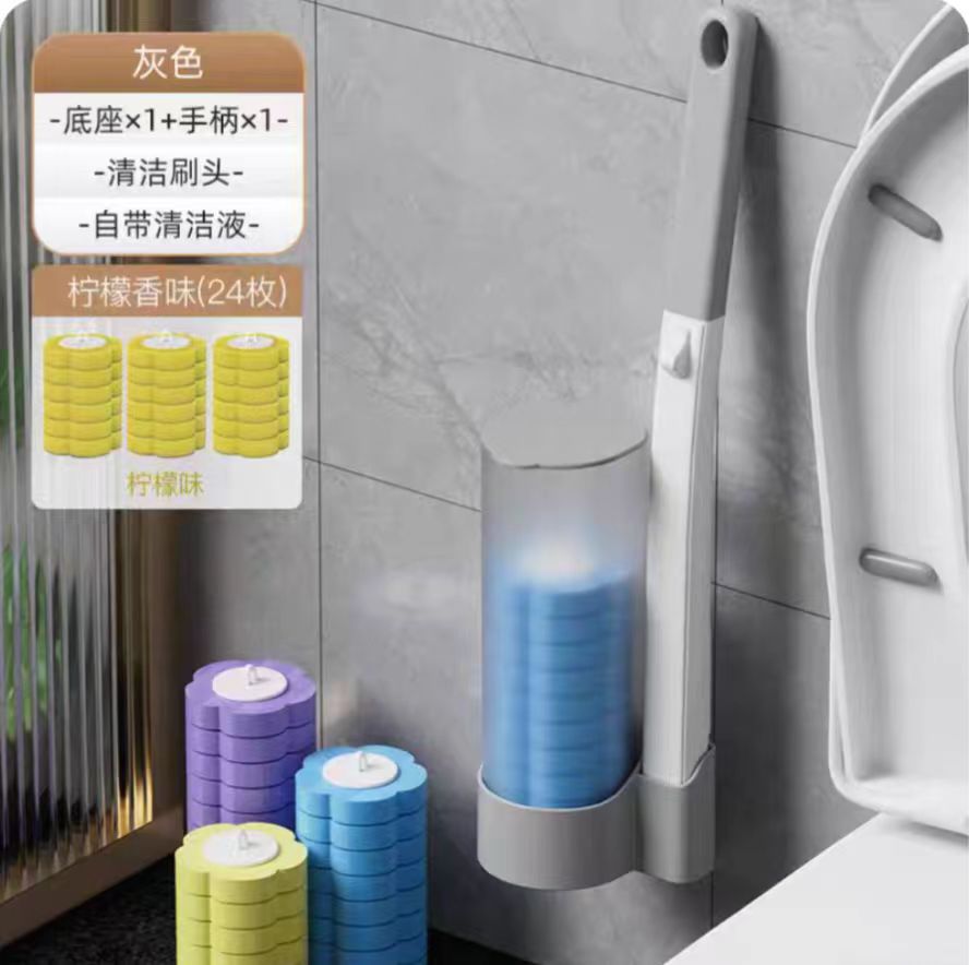 Cepillo de inodoro desechable para uso doméstico, cepillo de inodoro de mango largo sin perforaciones, sin rincones muertos, cepillo de limpieza estéril, cepillo de inodoro.