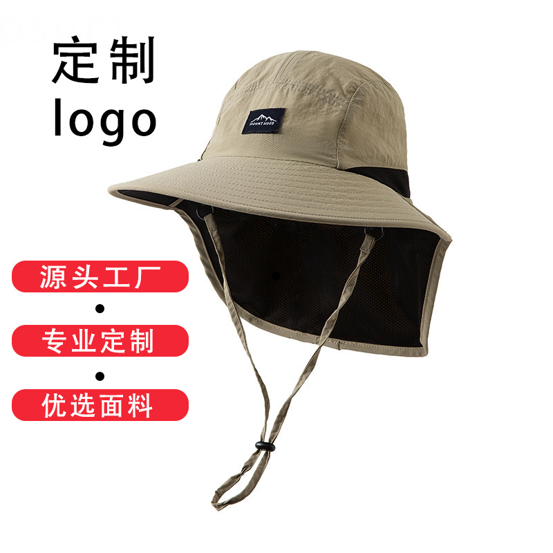 Sudeste asiático transfronterizo europeo y americano sombrero de pescador adulto logotipo bordado sombrero solar hombre y mujer sombrero de color sólido fábrica de sombreros