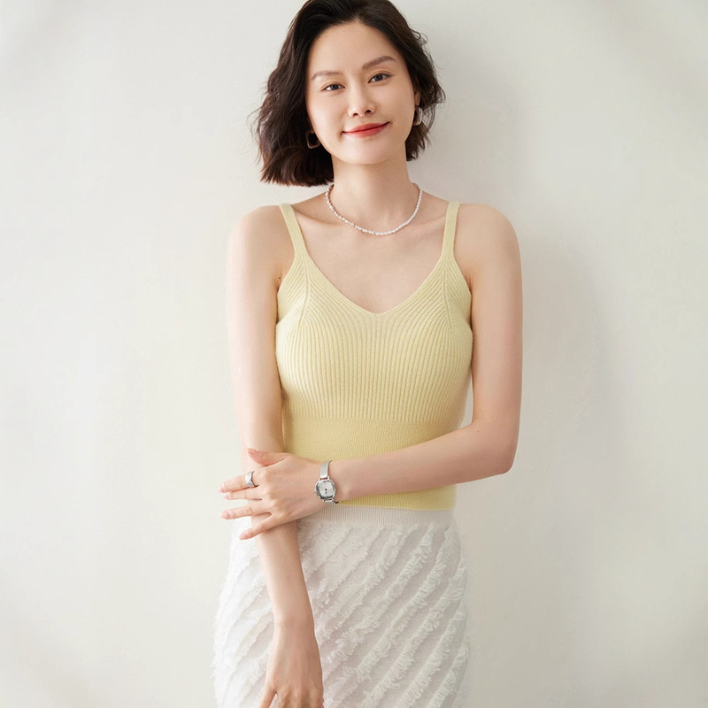 Cashmere Camisole Women's Autumn and Winter New Style Pit Strip Pullover Wool Knitted Inner Slim Vest Top