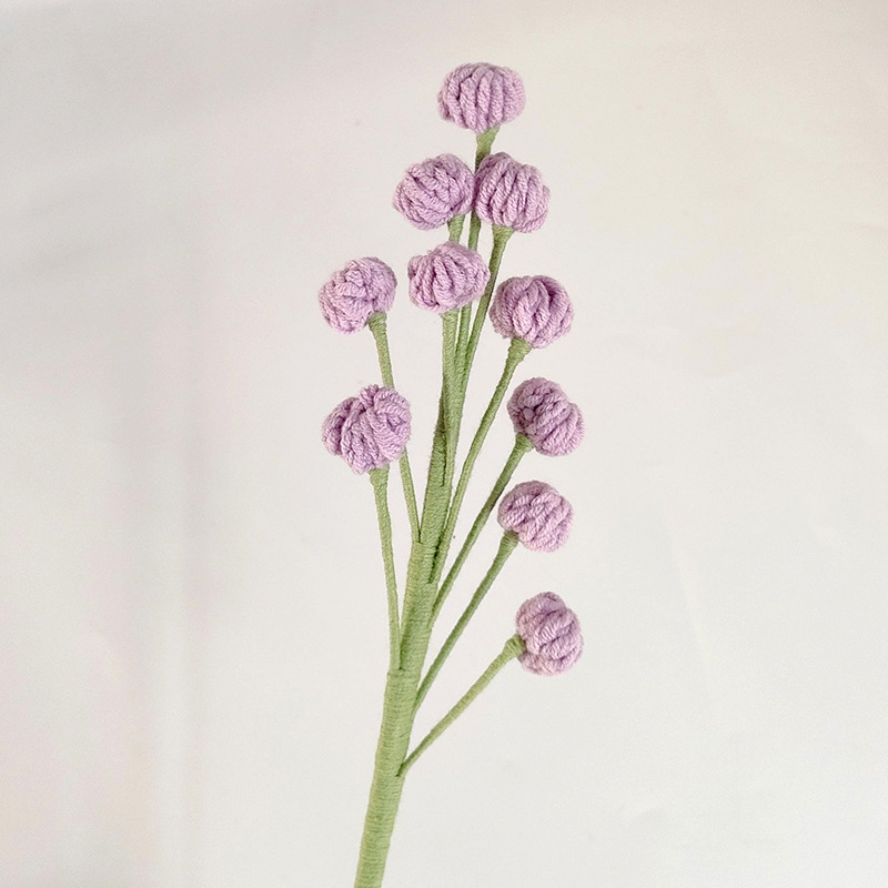 Ramo de flores eternas tejidas a mano multicolor acabado flor falsa Ramo de frutas pequeñas tejidas a todo fósforo de lana con hierba