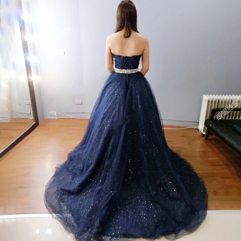 Wedding dress long bridal wedding banquet pettiskirt plus size slimming evening dress tube top host elegant dress