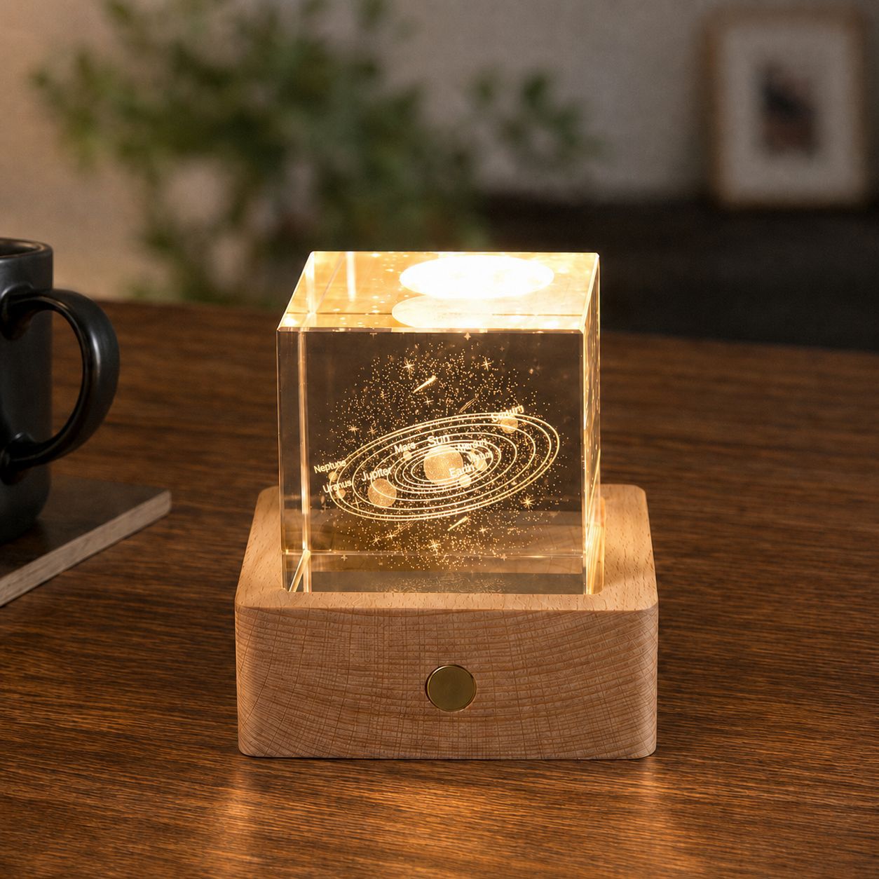 Lámpara de Noche de Cristal con Forma de Nube, Cubo Pequeño de Cristal, Adorno Creativo para Escritorio, Lámpara de Noche, Árbol de Cristal, Regalo para Niña, Transfronterizo