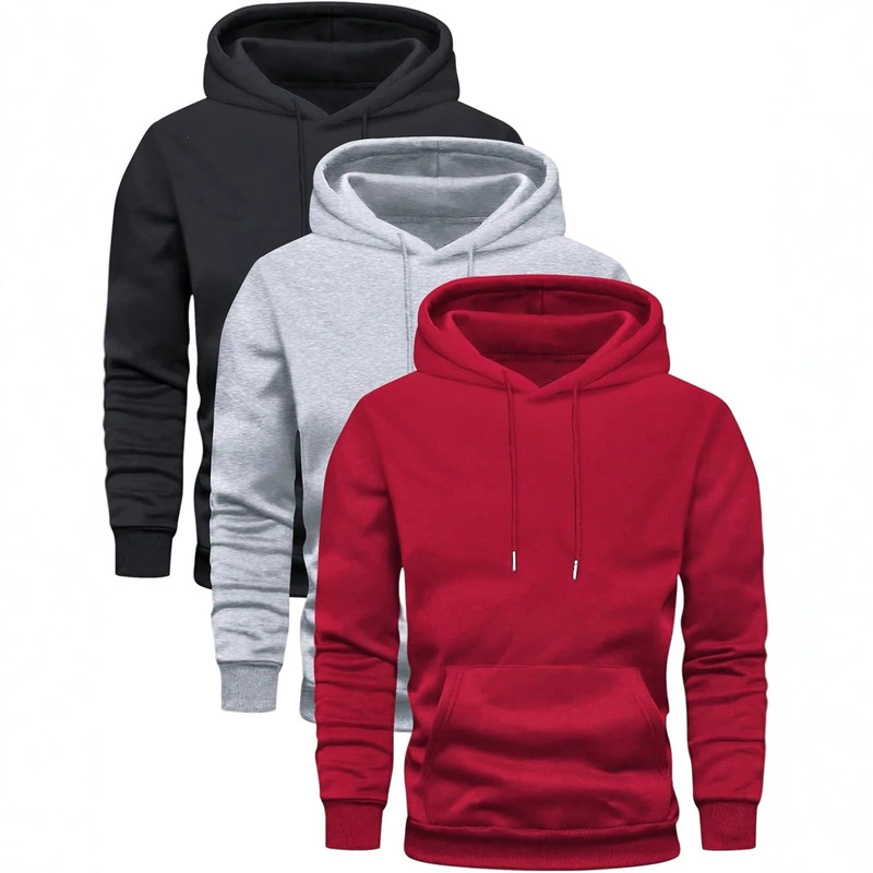 Soly Hux Men's Sport Hoodie Pullover 3-Pack Long Sleeve Hooded Basic Sweatshirt with Zipper