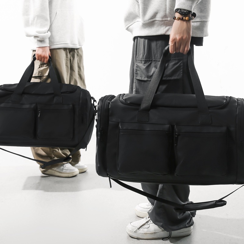 Nuevo tipo de bolsa de viaje con almacenamiento de zapatos independiente, bolsa de ejercicio simple negra, bolsa de viaje corto de gran capacidad