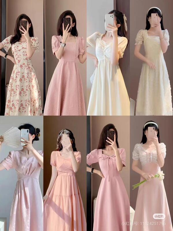 13ラインの新しい夏のスタイルの新鮮で甘いシフォン花柄ドレスハイエンドスカート婦人服卸売供給|undefined