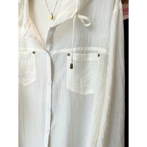 White Hooded Sun Shirt Women 2025 Summer Tencel Long Sleeve Casual Shirt Loose Blouse Thin Cardigan