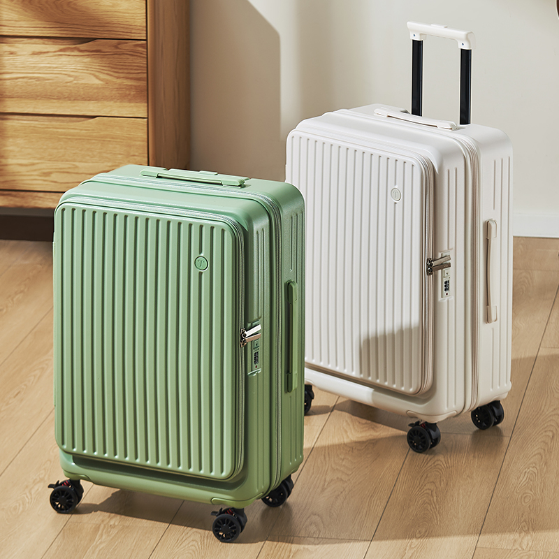 Side-Opening Suitcase for Women 20inch Expandable Carry-On Luggage 2026 New Model Trolley Suitcase for Men Travel Password Lock Leather Suitcase