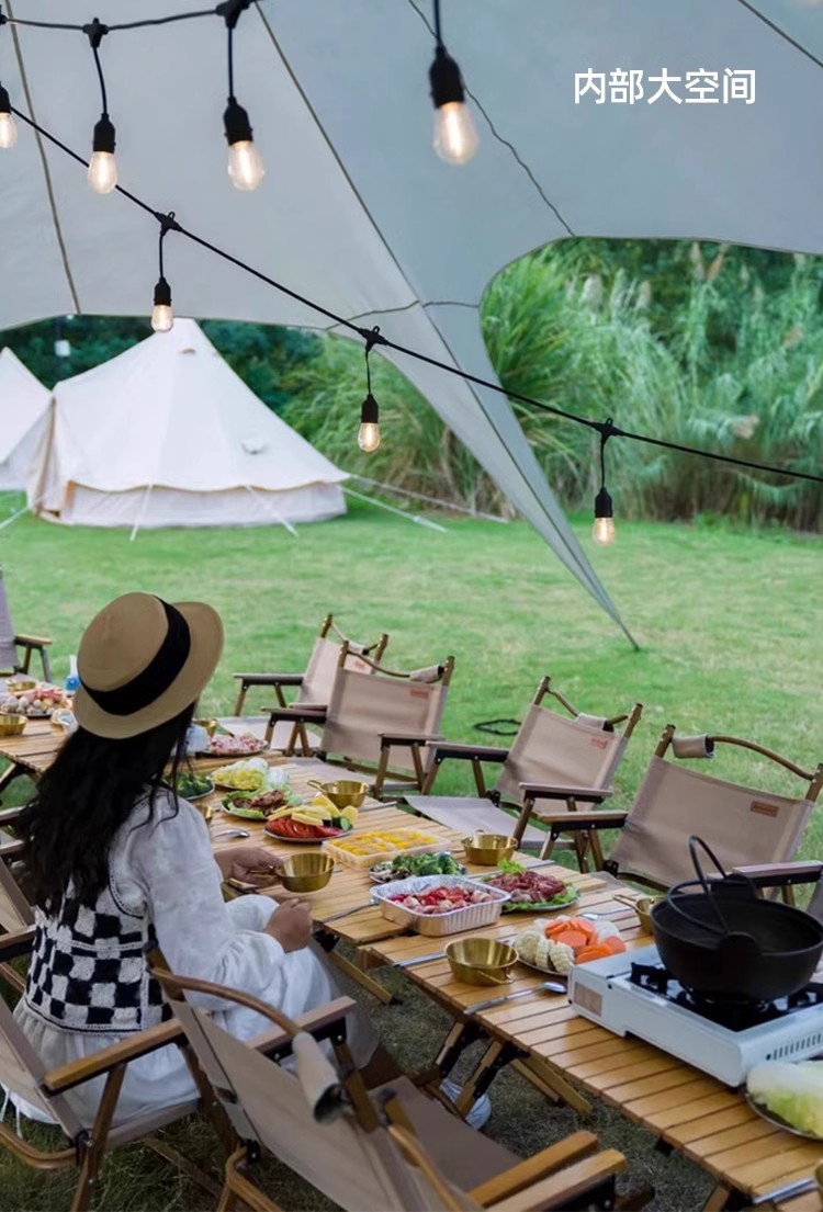 Outdoor Canopy Camping Large Campsite Tent, Three Peaks, Thousands of Mountains, Lotus Waterproof Tent, Rainproof and Sunshade, Extra Large