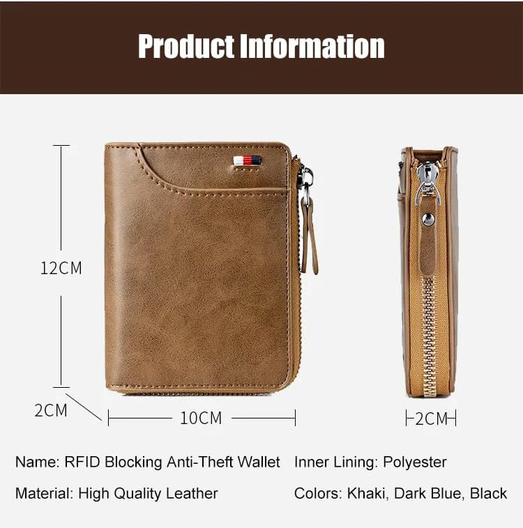 Cartera de cepillo antirrobo antimagnética de Amazon Cartera de licencia de conducir multifuncional para hombre Cartera de cuero de negocios corta