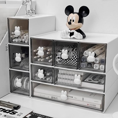 Minimalist stylish stationery storage box desk multi-compartment drawer-style pen holder cabinet office tape hair accessories miscellaneous